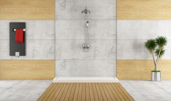 Douche en béton ciré