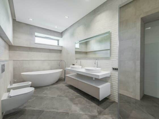 Image d'un carrelage en grès cérame d'une salle de bain